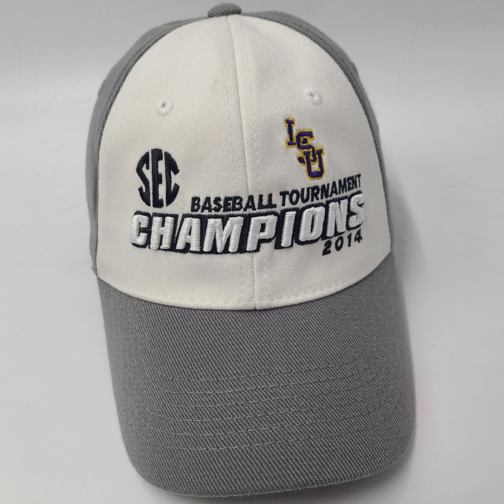 LSU Tigers Hat Fitted One Size Gray‎ White NCAA SEC Baseball Tournament 2014 Men